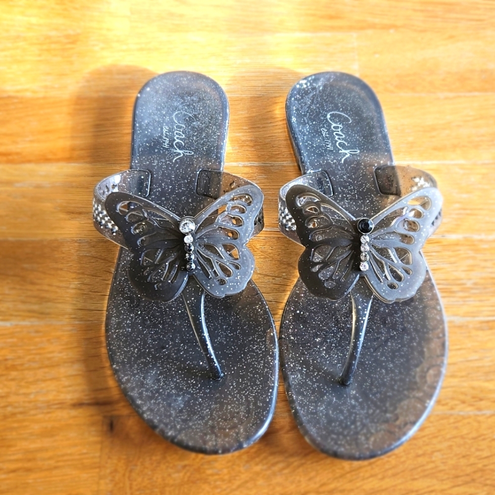 Coach Pasarella Butterfly Smoke Y2K Jelly Sandals Flip Flops Summer Beach Size 8 - Picture 9 of 12